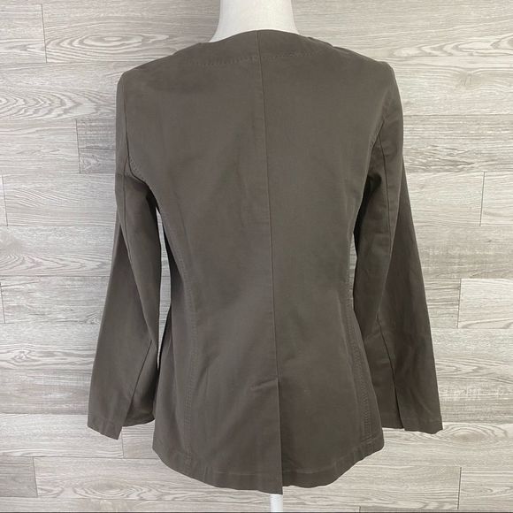 Eileen Fisher Khaki Round Collar Utility Jacket - Picture 6 of 9